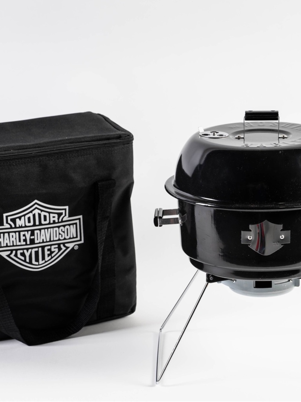 Harley-Davidson Black Compact Portable Grill with Branded Carry Bag & Utensils